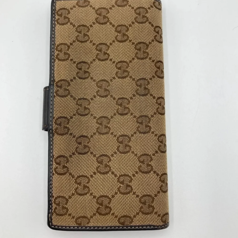 🔹️ GUCCI🔹️ purse Leather long wallet Brown Canvas Supreme  ✨️🤎 - Picture 3 of 13